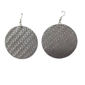 Gray Woven Faux Leather Dangle Drop Earrings Jewelry